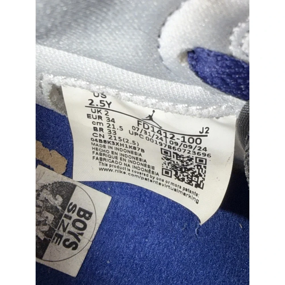 Nike Air Jordan 1 Kids 2.5Y High Top Sneakers Blue/White Rare Air FD1412-100